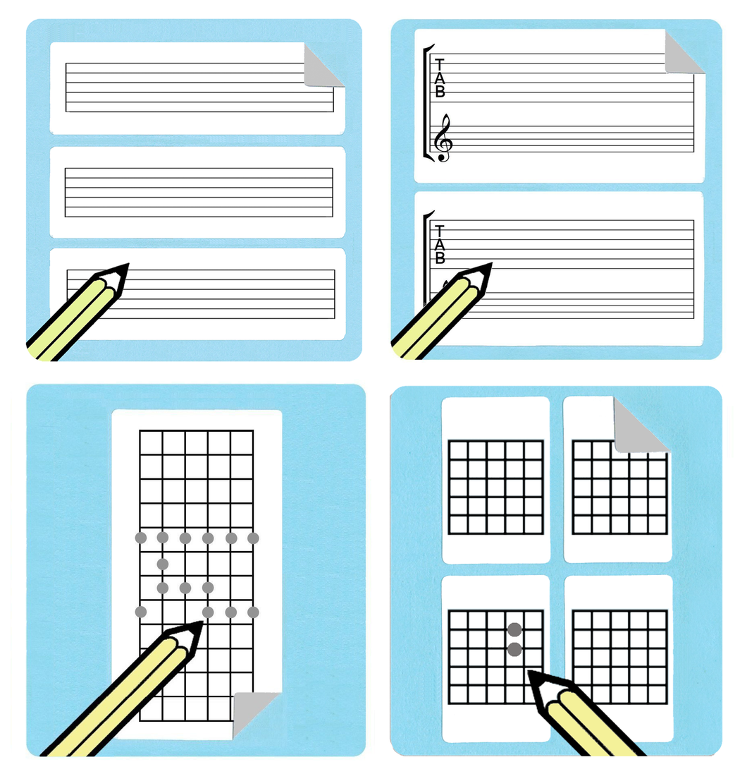 Guitar Teacher Chord / Tablature / Fretboard Diagram Stickers Gift Pack