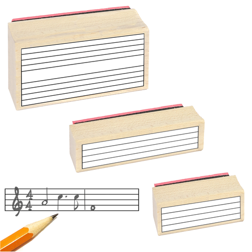 Music Staff Rubber Stamp Gift Pack. (3 Useful Rubber Stamps and Black Stamp Pad)